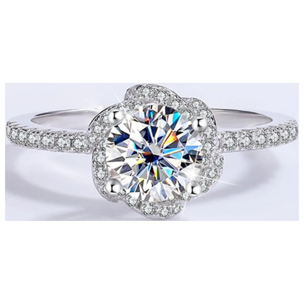 1 Carat 18K White Gold Moissanite Engagement Ring with Certificate K23762