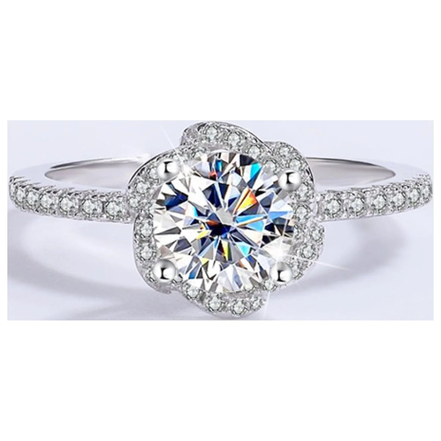 1 Carat 18K White Gold Moissanite Engagement Ring with Certificate K23762