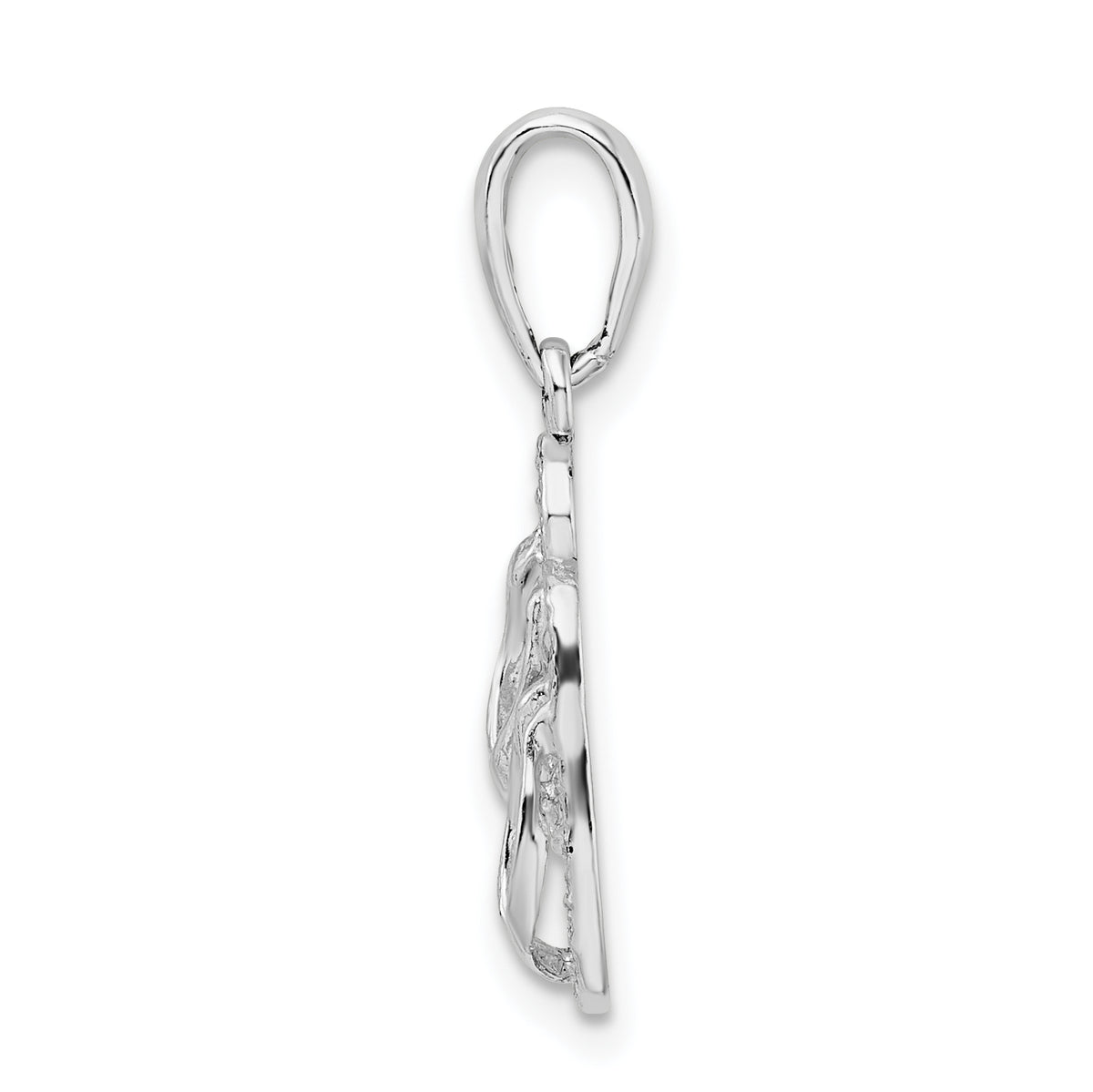 Sterling Silver Polished Textured Flip Flops Charm Pendant with Sterling Silver Cable Chain Necklace 18'' E663407