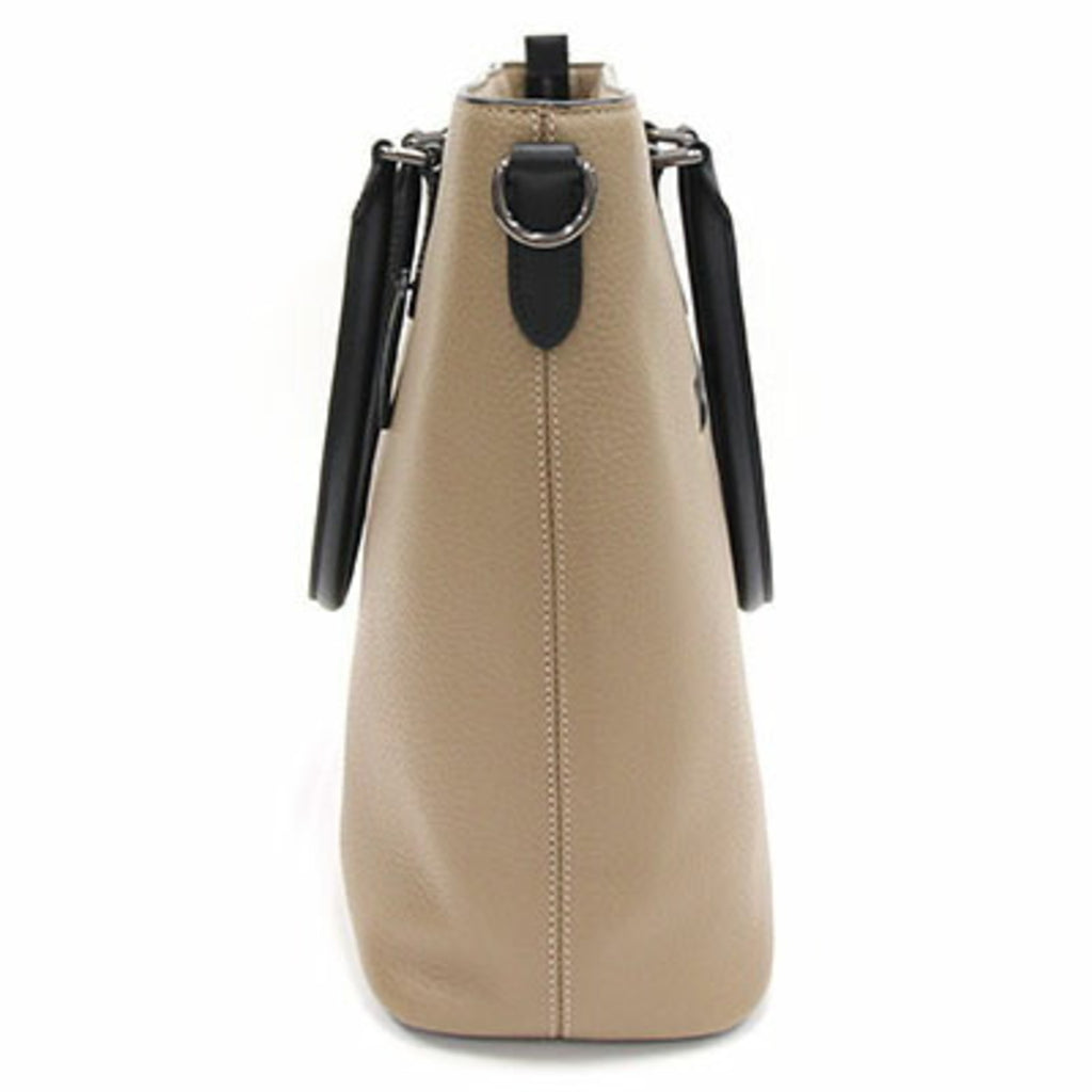 Khaki Black Leather Tote Bag E691302