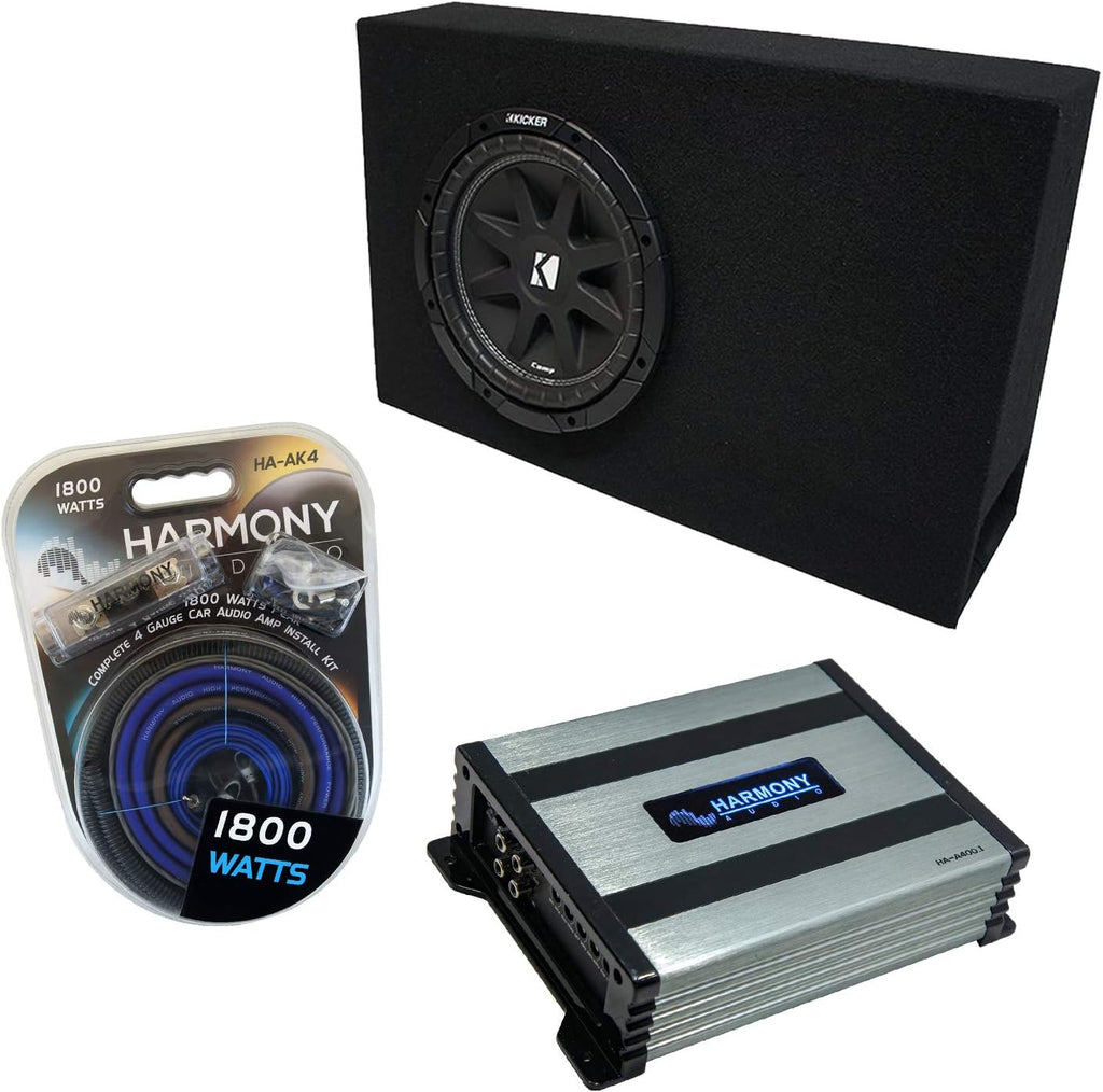 Comp C10 Ported 10 Sub Box Enclosure & Harmony HA-A400.1 Amp X218
