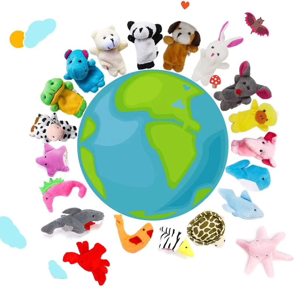 20 PCS Soft Velvet Animal Finger Puppets Toys P55620