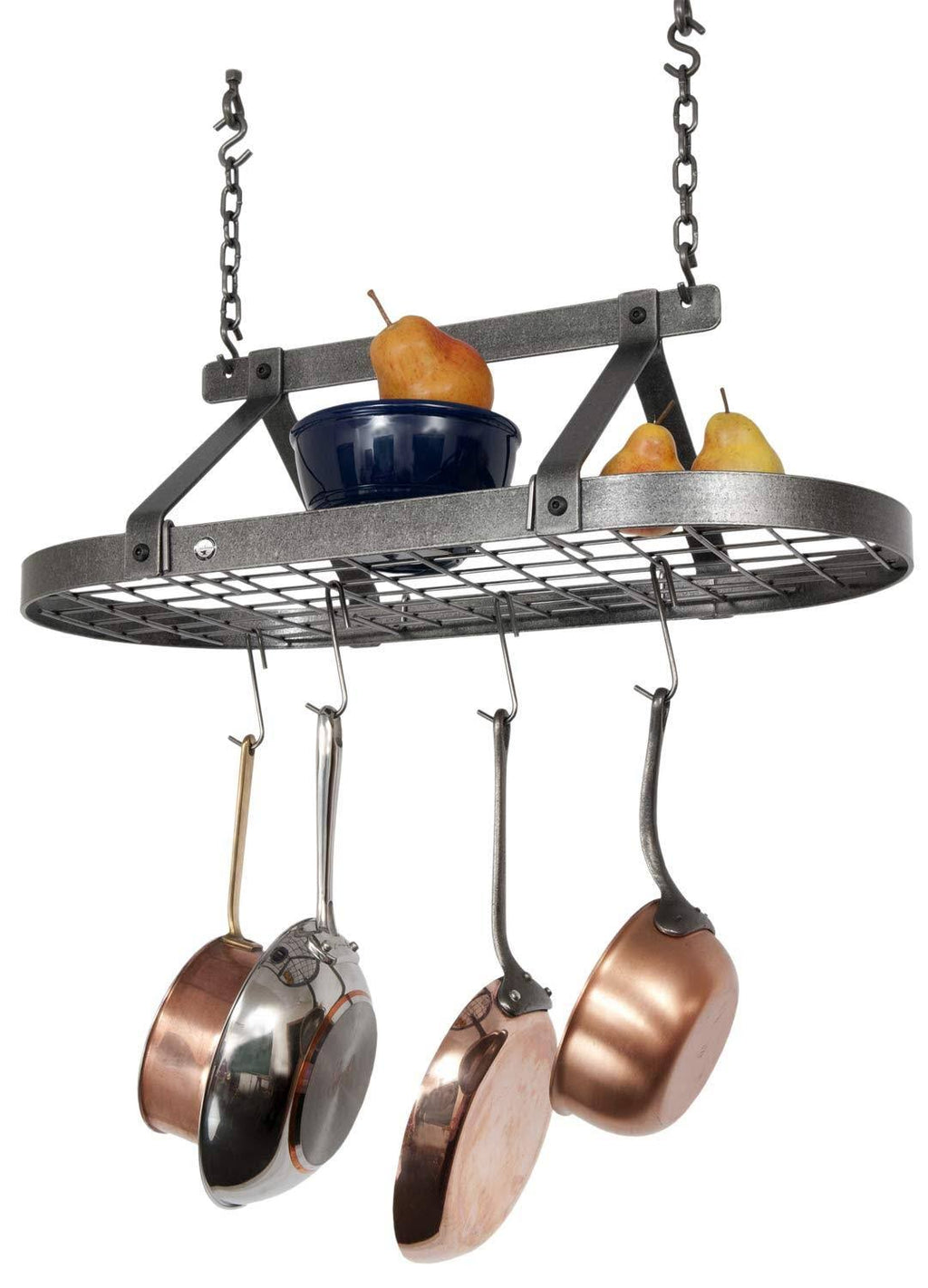 Hammered Steel Oval Pot Rack W259