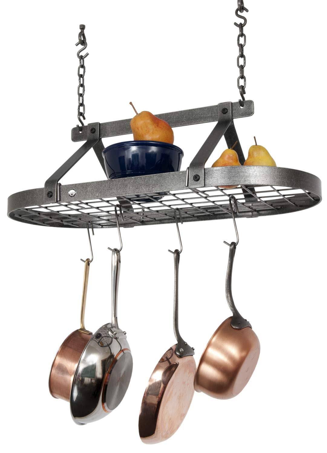 Hammered Steel Oval Pot Rack W259