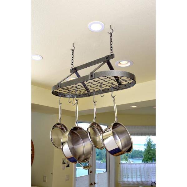 Hammered Steel Oval Pot Rack W259