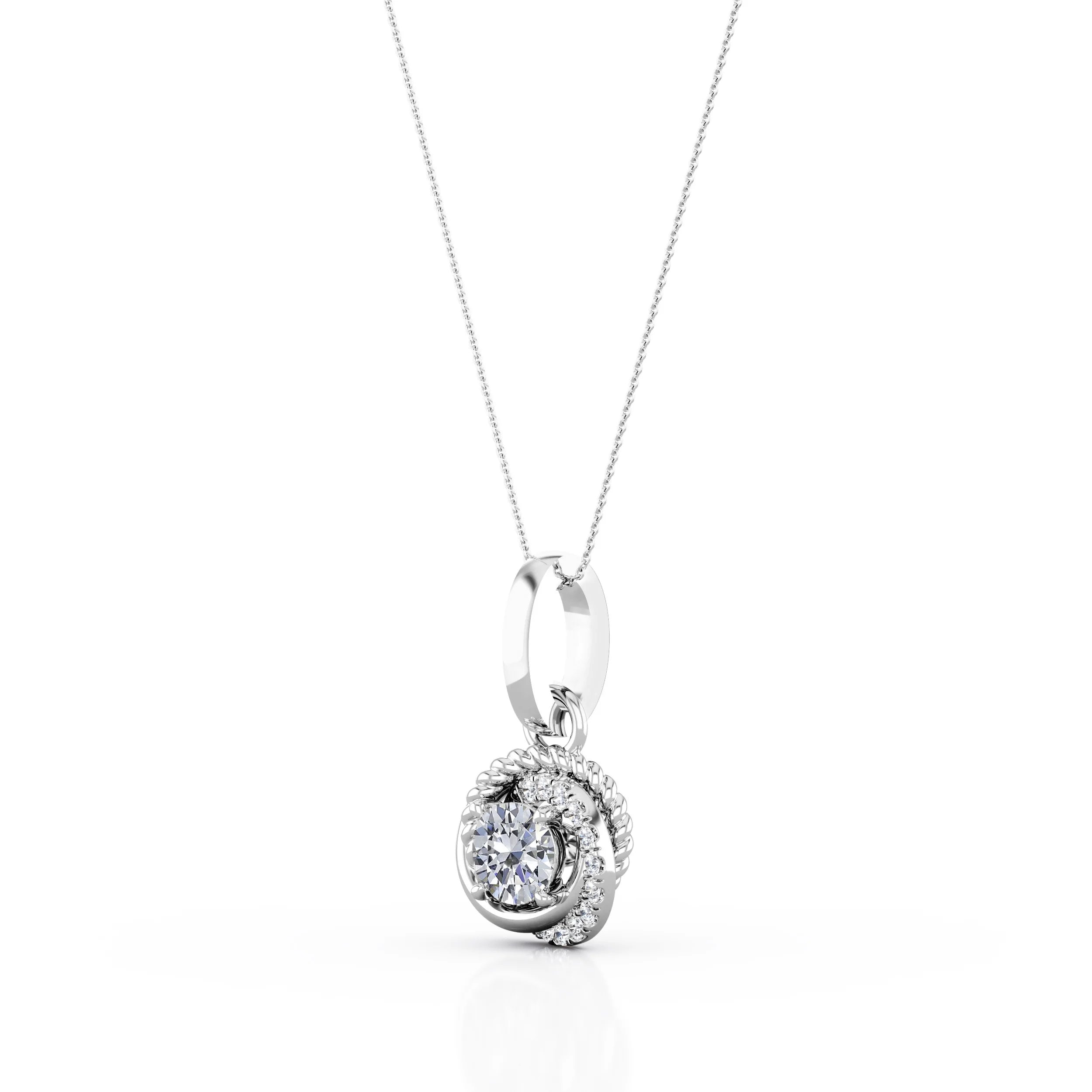 0.43 Carat Round Diamond 4 Prong Pendant Necklace 10K White Gold N38711