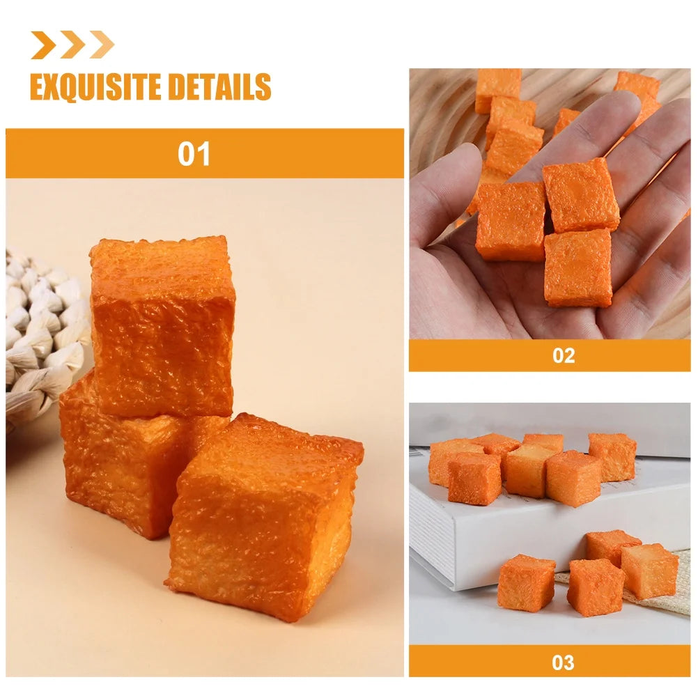 6 Pcs Simulated Tofu Kitchen Fake Fish Prop Restaurant Food Toys Photo Props J5442