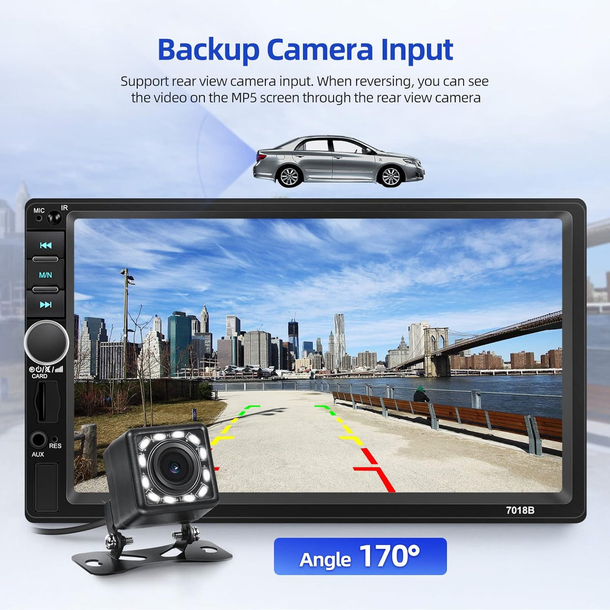 7 Inch Touch Screen Double Din Car Stereo with Bluetooth MP5 Player Backup Camera I6984