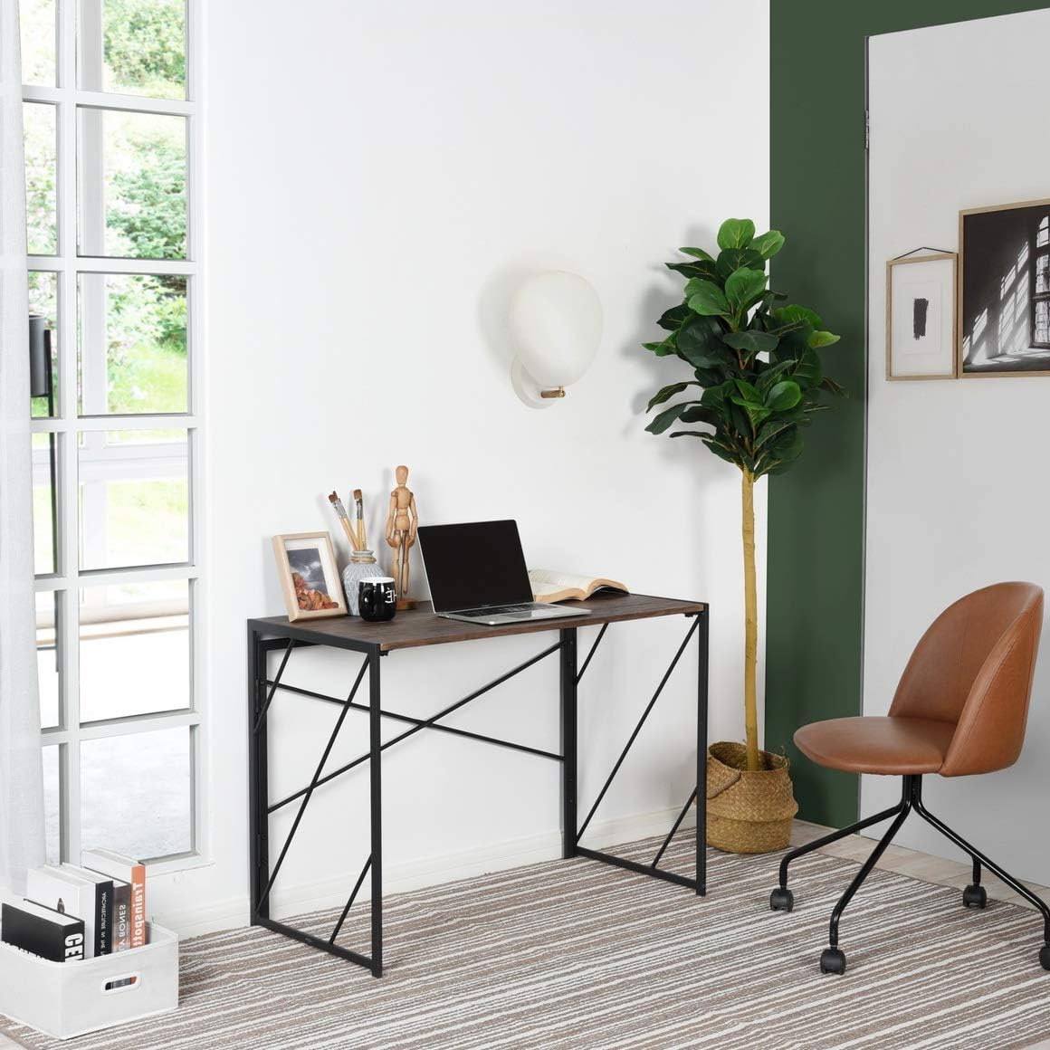 Computer Desk with Storage Shelf, Oak White, 39.4x18.9x35.4in, Pack of 2 D5195