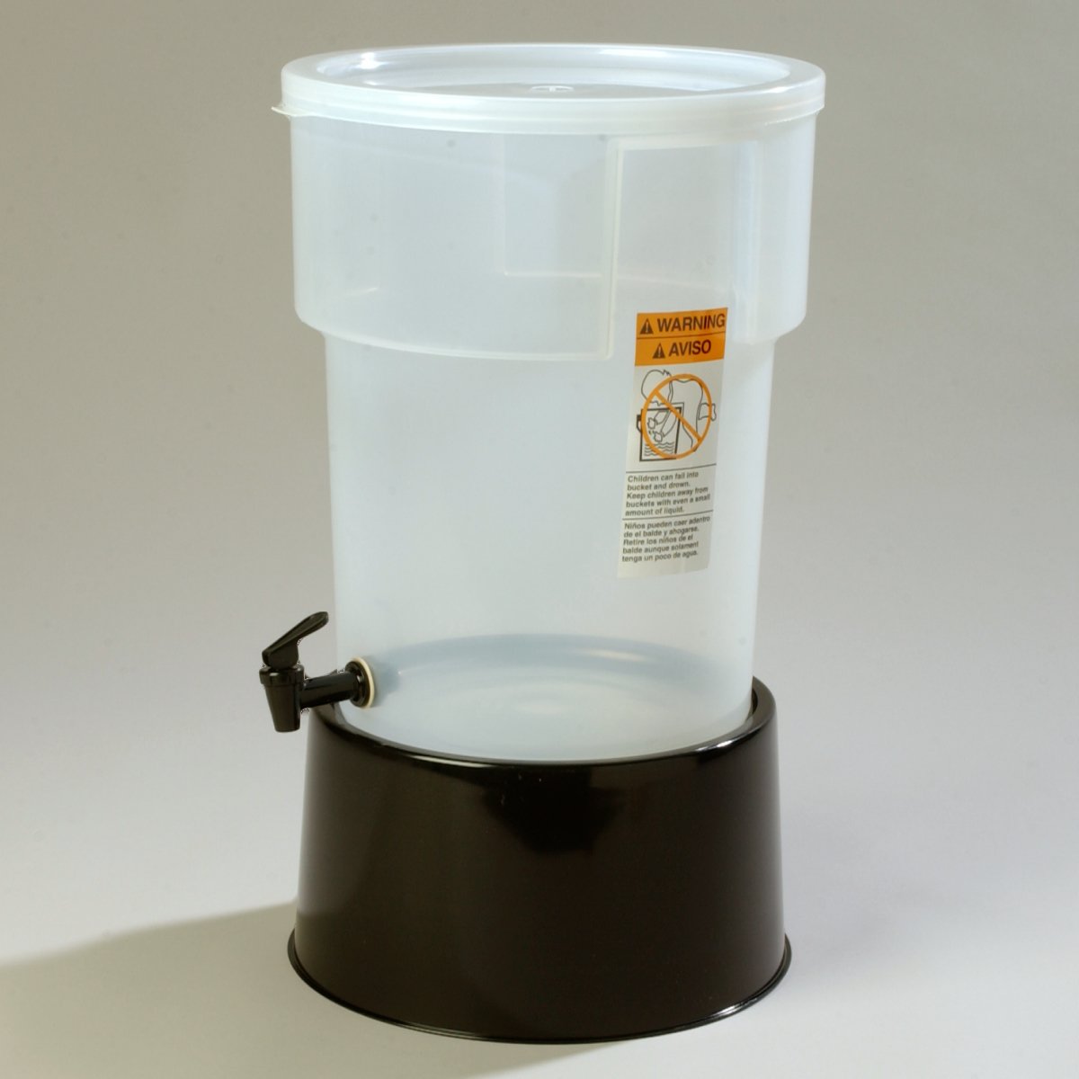 Polypropylene Round Beverage Dispenser with Base, 5 gal. Capacity, Black, Pack of 2 F36449