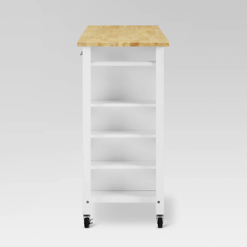 White Wood Top Kitchen Island Cart N3398