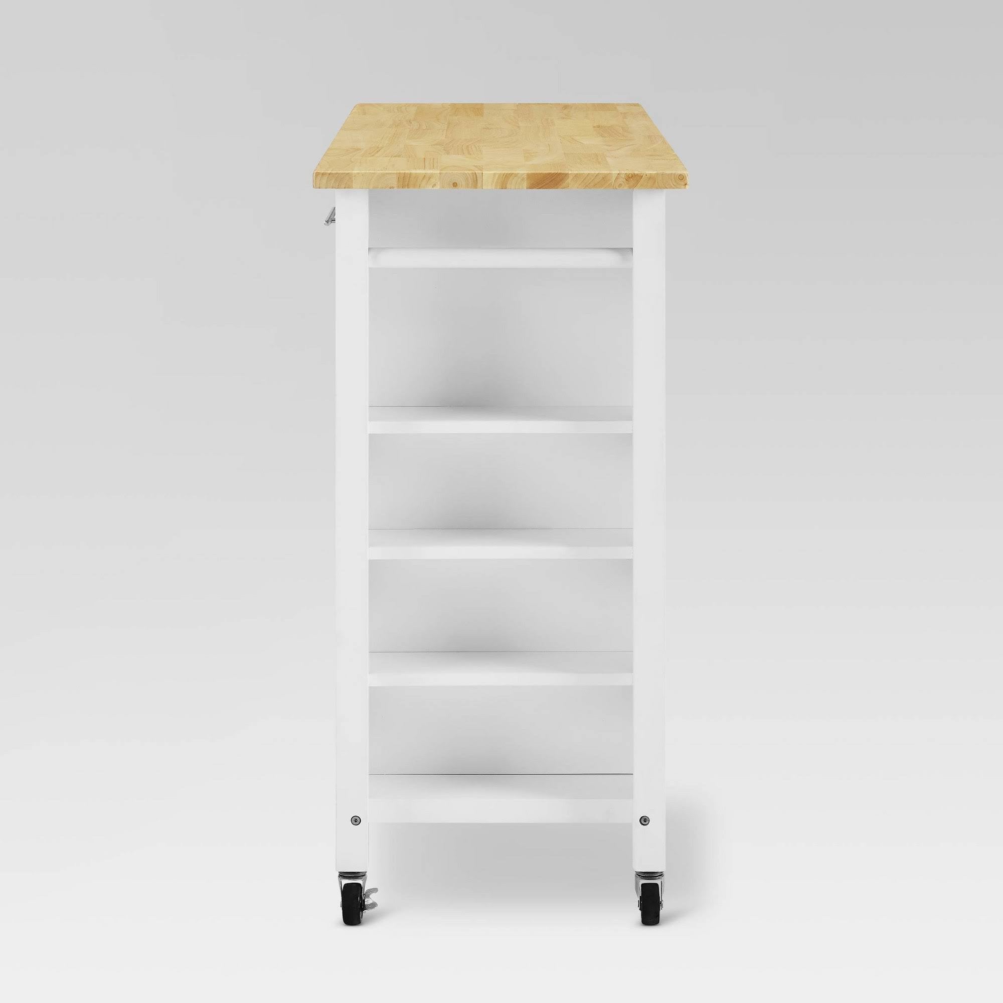 White Wood Top Kitchen Island Cart N3398
