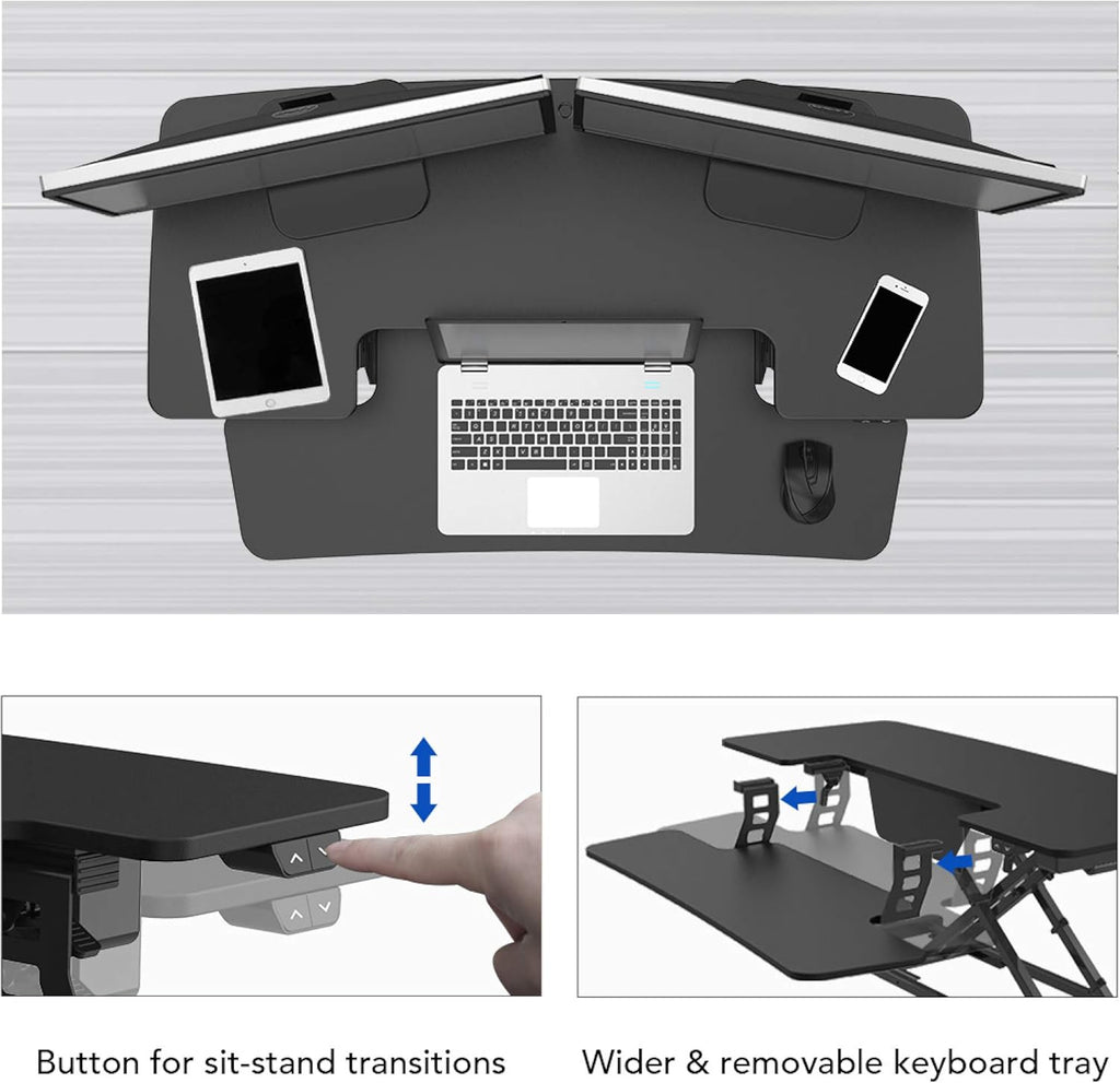 Electric Standing Desk Converter with Quick Release Keyboard Tray I649894
