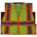Public Safety Vest Lime Mesh with Orange Binding 5-Point & 5 Pockets Clear Pvc Pocket On Back, Super 6X & 8X Z693
