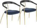 Blue Velvet Gold Metal Chair Set of 2 U41755