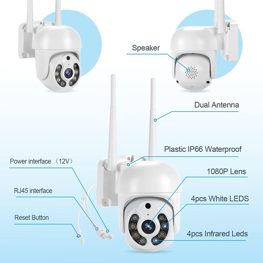 2K Wireless 8CH NVR 4PCS Outdoor WiFi PT Camera with Night Vision C755
