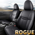 Black Faux Leather Car Seat Covers Full Set W54617