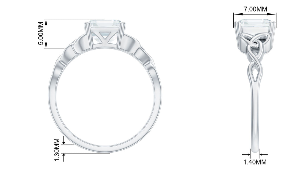 2 CT Asscher Cut Moissanite Solitaire Engagement Ring, 925 Sterling Silver, US 11.00 Q441986