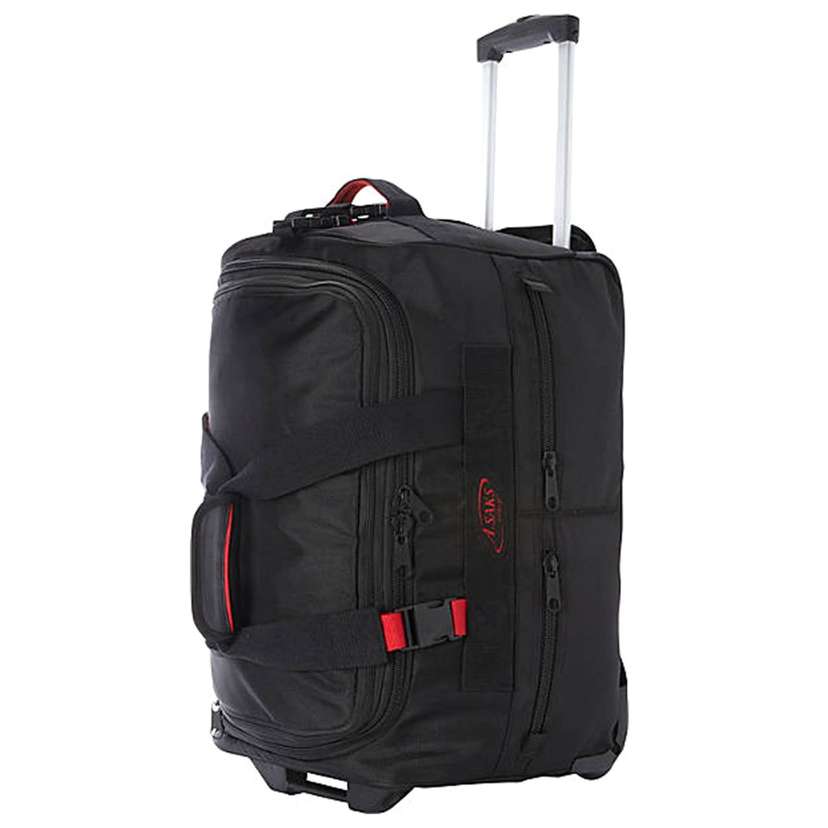Black/Red Expandable Carry-On Trolley Duffel G592082
