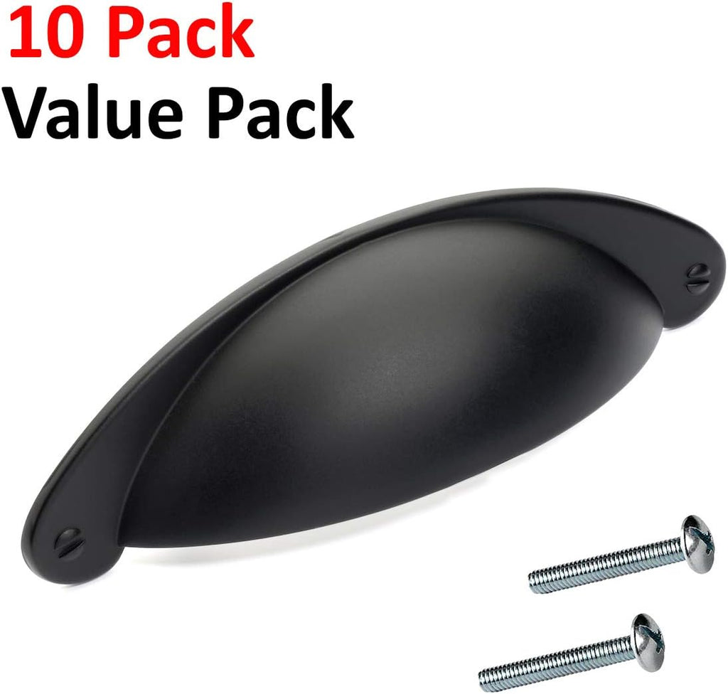 Black Flat Shaker Style Cabinet Hardware Pull, 25-Pack B768719