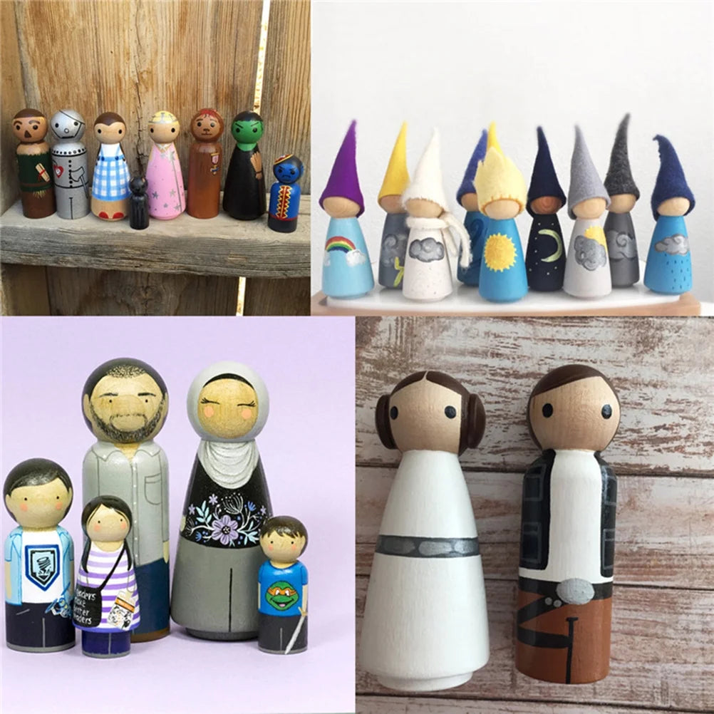 Bamboo Wood Peg Dolls 10 Pcs W56039