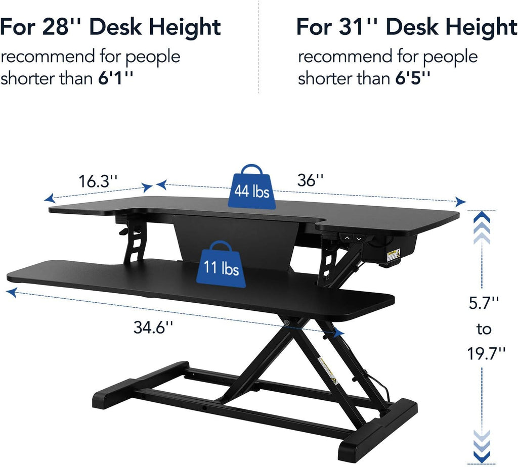 Electric Standing Desk Converter with Quick Release Keyboard Tray I649894