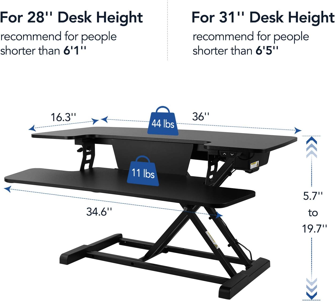 Electric Standing Desk Converter with Quick Release Keyboard Tray I649894
