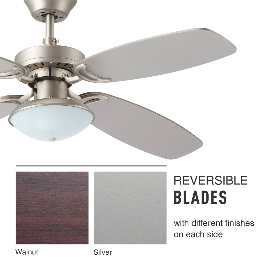 Brushed Nickel Ceiling Fan with Light and Remote Control S197
