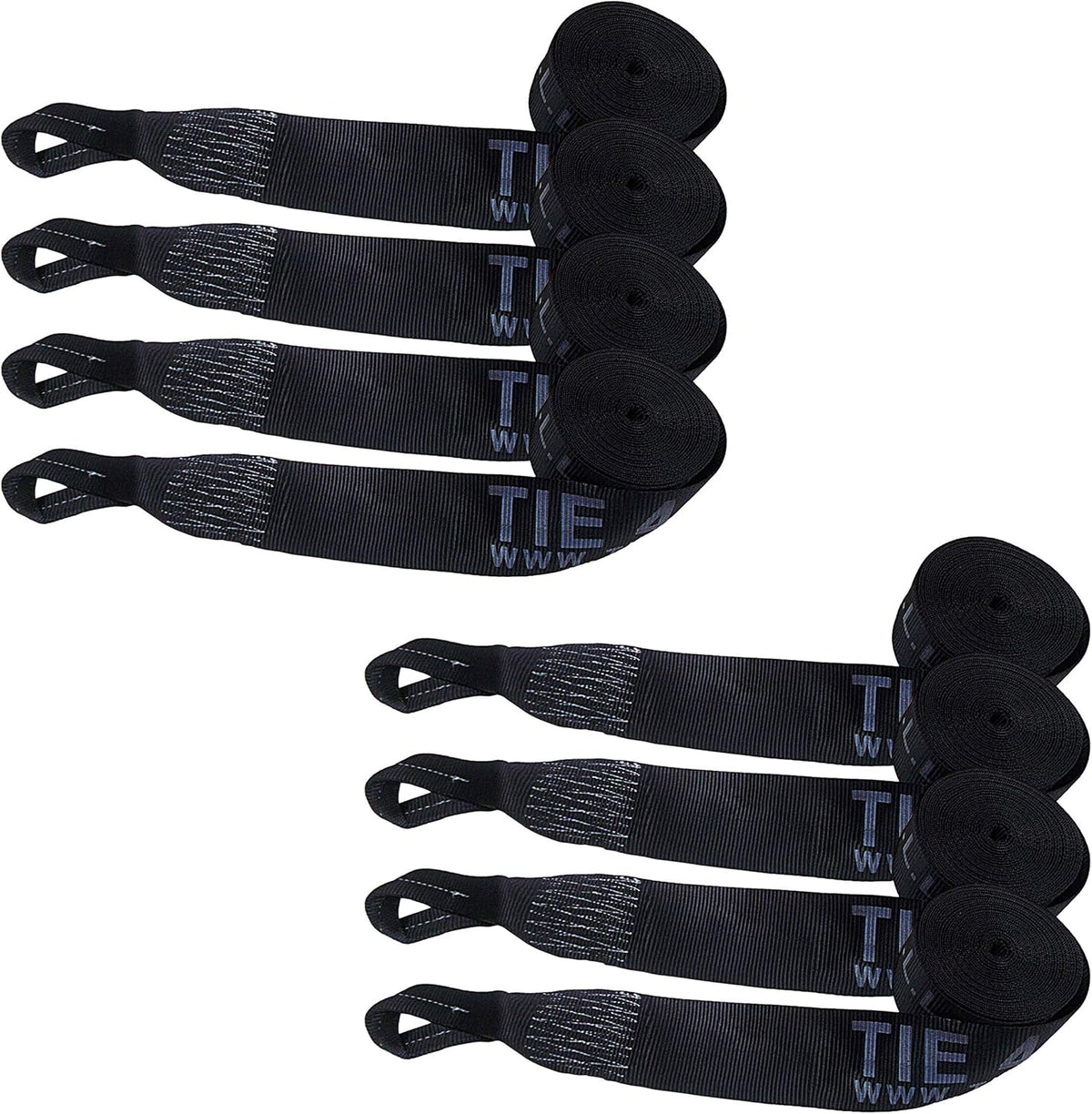 4 x 30' Heavy Duty Twisted Loop Winch Strap Tie Down (Yellow, 10 - Pack) P282