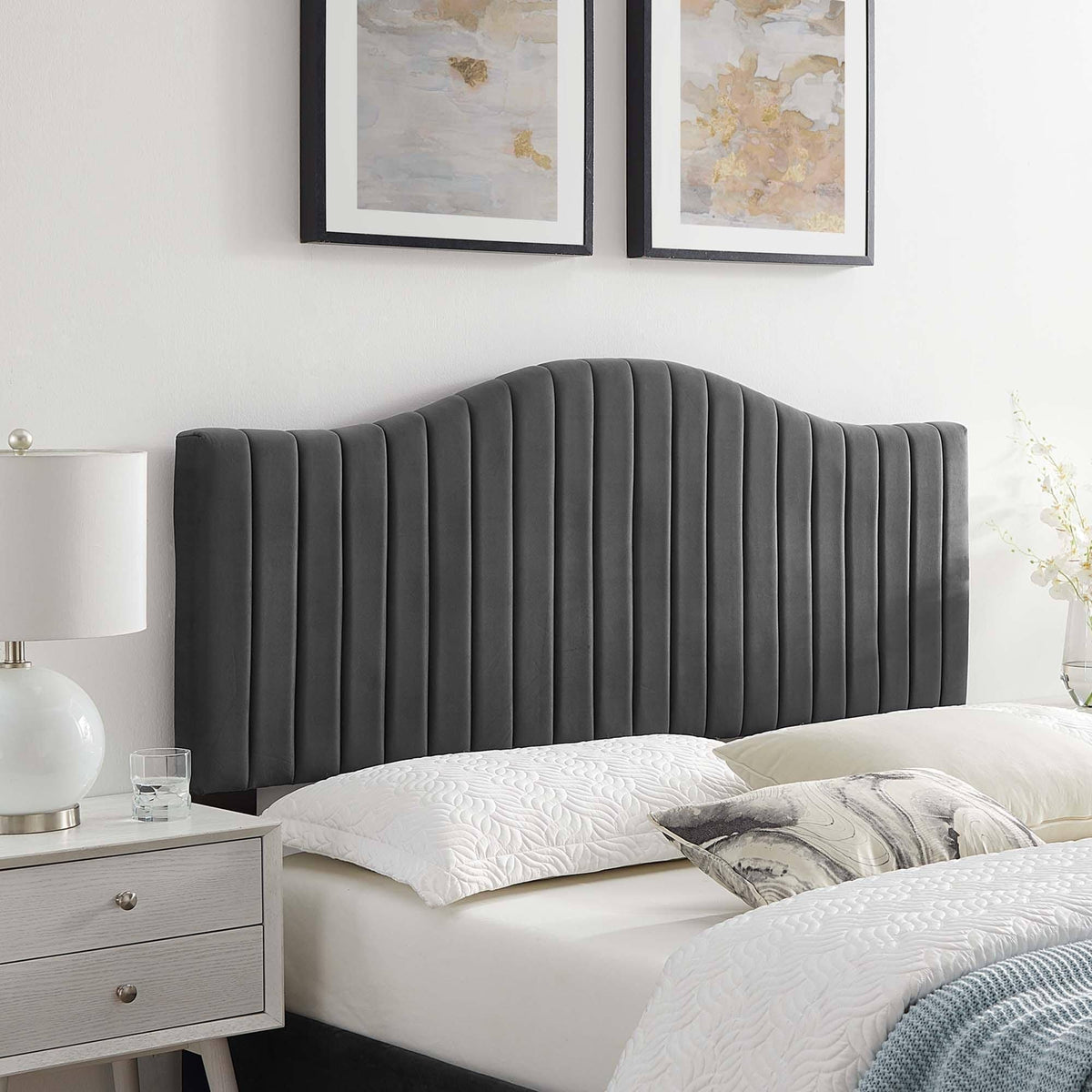 Charcoal Performance Velvet King/California King Headboard M129121