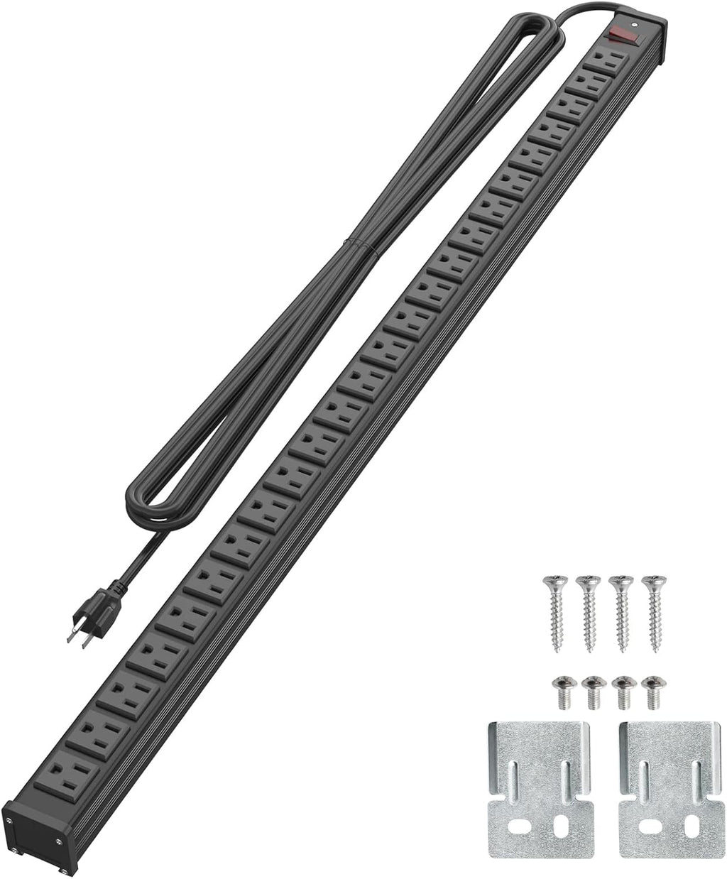Metal Power Strip 24 Outlets Surge Protector with 15 FT Extension Cord, Yellow, Pack of 2 V41073