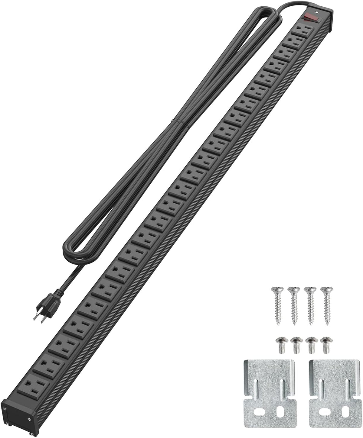 Metal Power Strip 24 Outlets Surge Protector with 15 FT Extension Cord, Yellow, Pack of 2 V41073