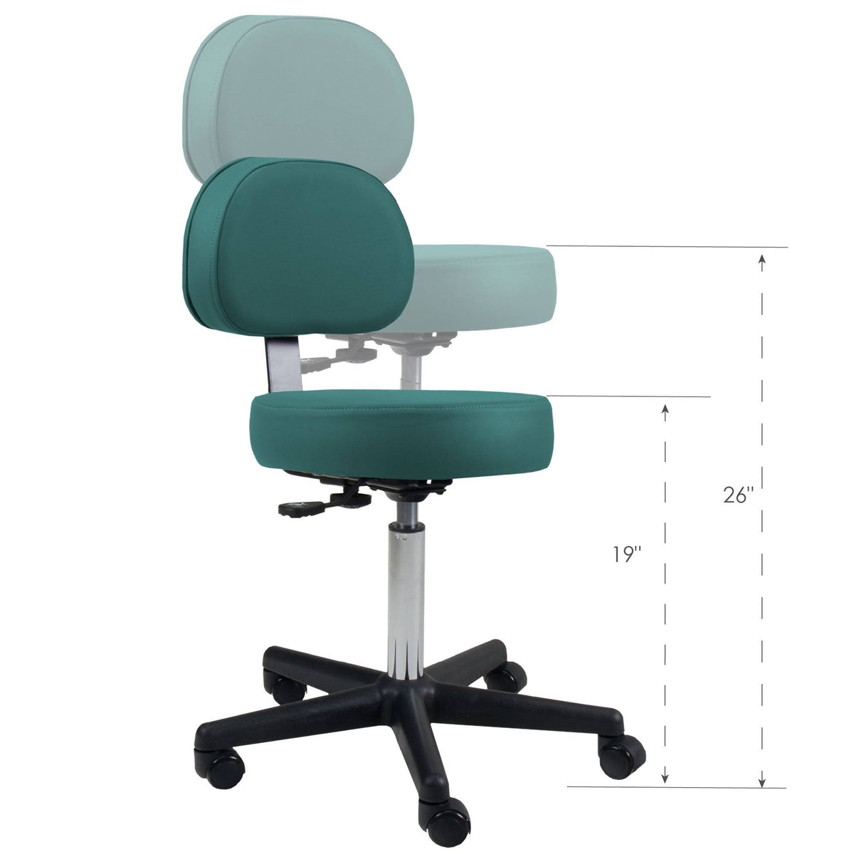 Teal Rolling Stool with Back H962042