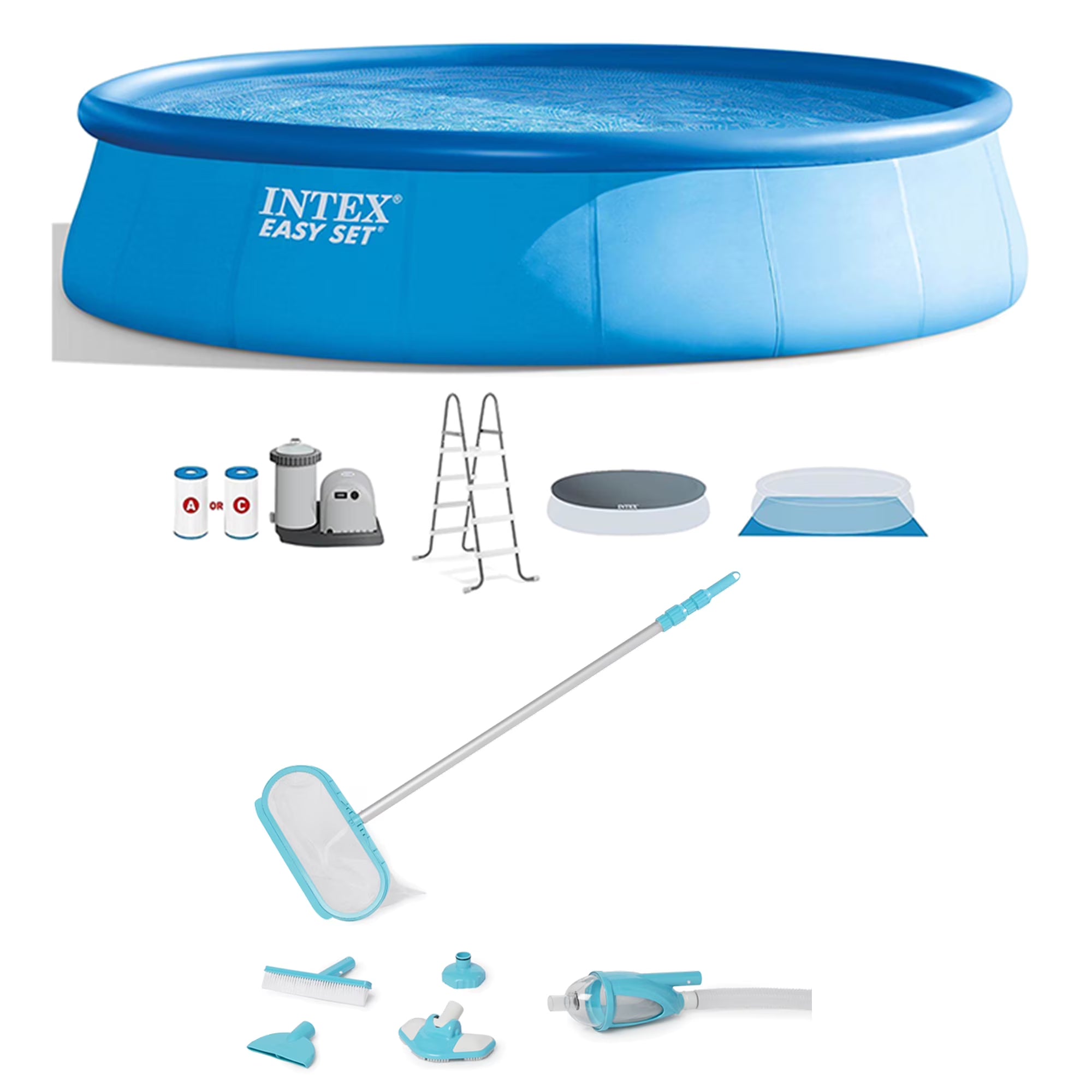 Inflatable Pool with Pump, Ladder & Maintenance Kit T543757