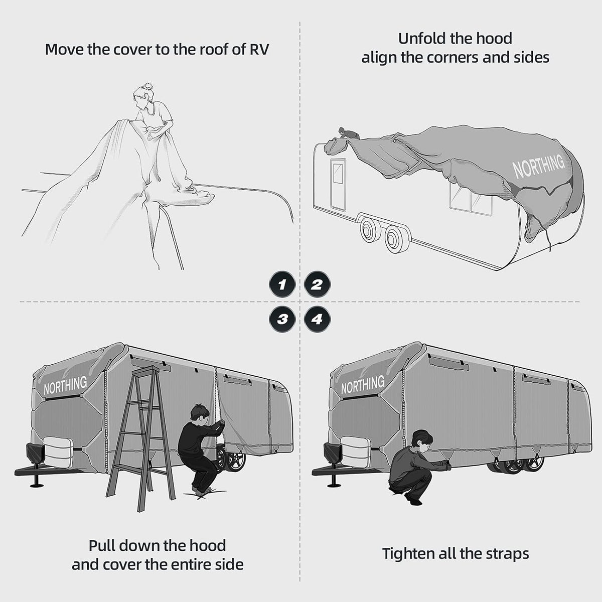 Silver Coating Travel Trailer RV Cover for 27-30 ft Q4114