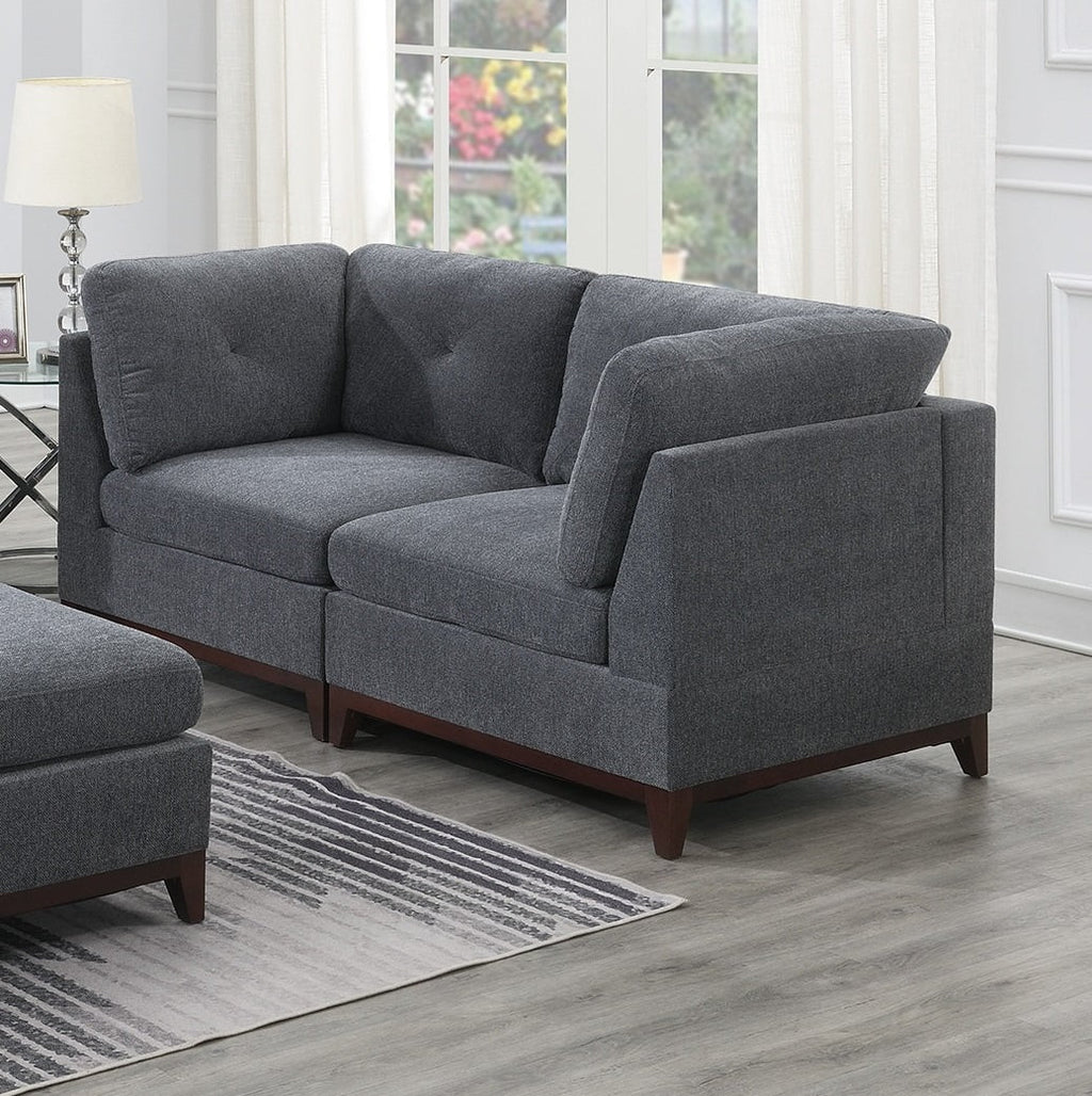 Modular Corner Sofa Set with Ottoman, Ash Gray Chenille M37368