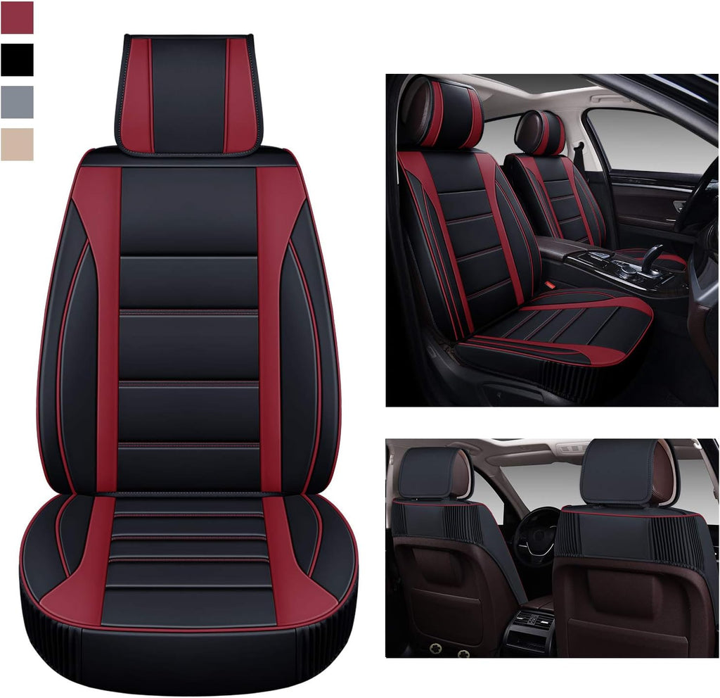 Leather Car Seat Covers Front Pair with Faux Waterproof Leather V68856
