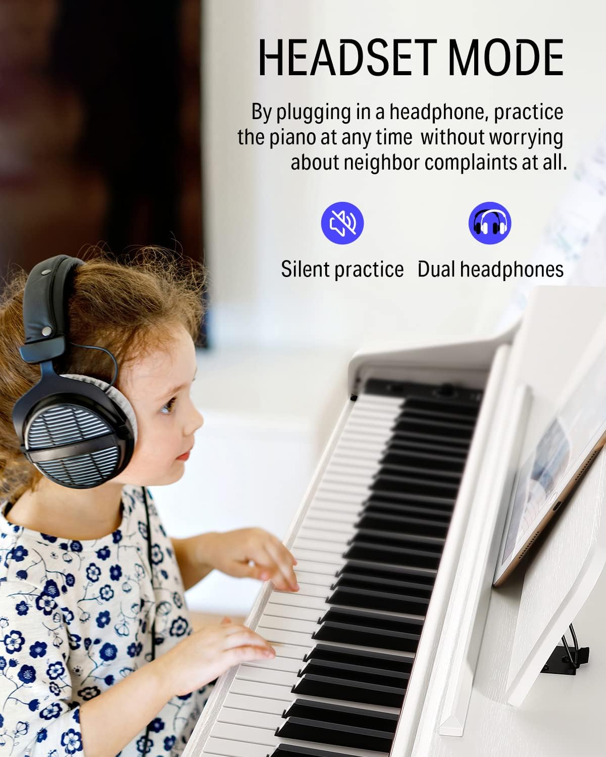 White 88-Key Weighted Action Digital Piano Bundle with Furniture Stand and Power Adapter V145222