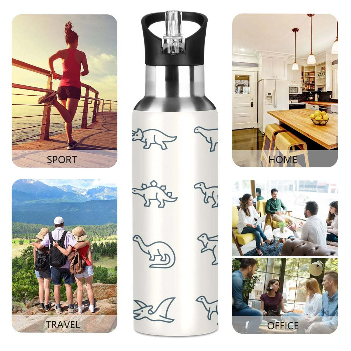 Stainless Steel Water Bottle with Straw Lid Vacuum Insulated Leak Proof Flask 20 OZ I772