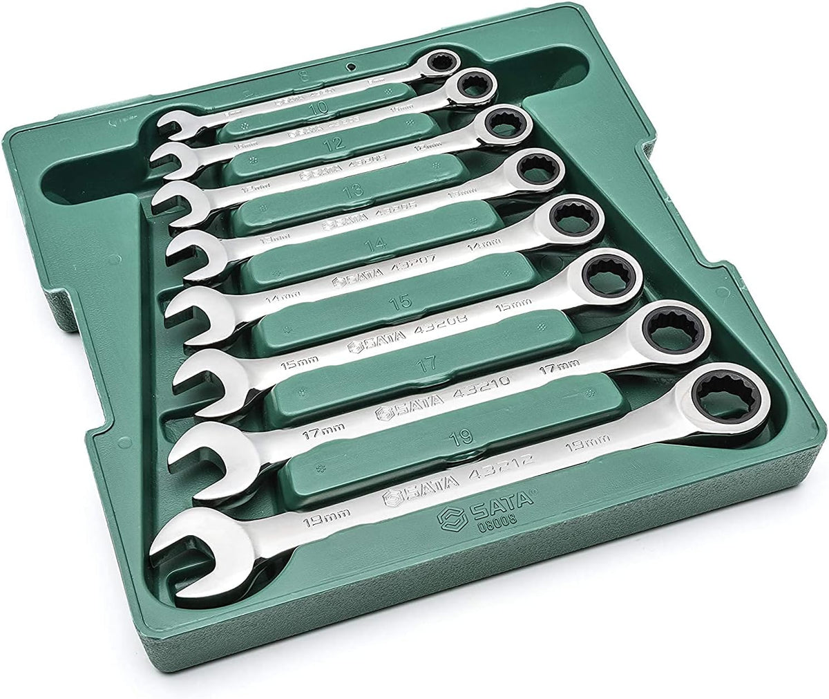 8-Piece Metric Ratcheting Wrench Set with Blow Molded Case J694