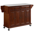 Full Size Granite Top Kitchen Cart Mahogany H65554