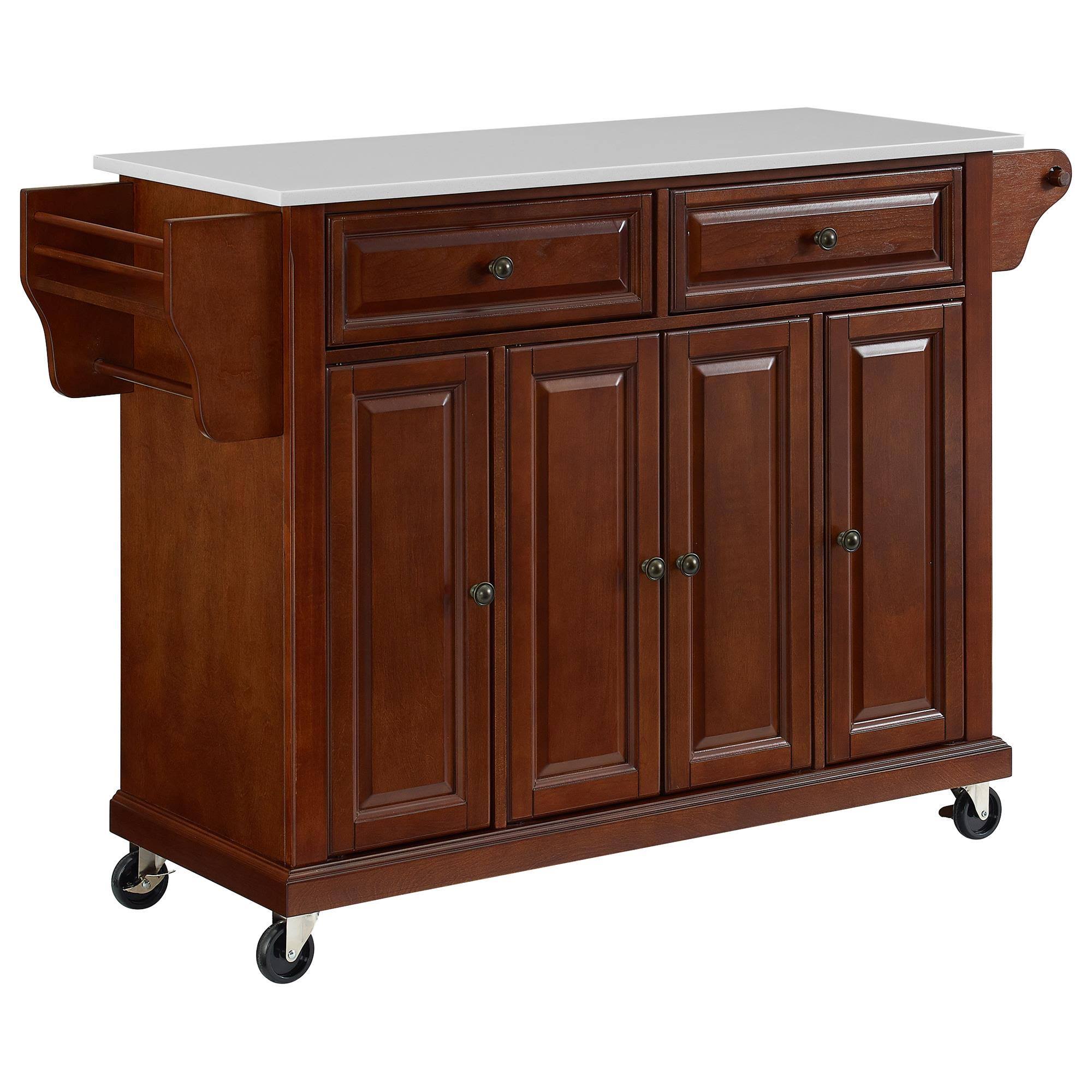 Full Size Granite Top Kitchen Cart Mahogany H65554