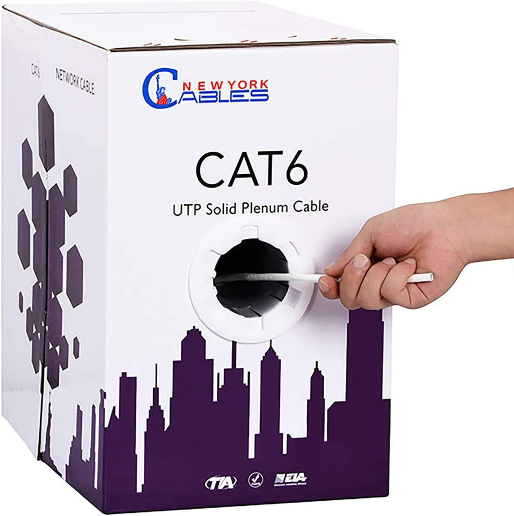 CAT6 Plenum Cable 1000ft (CMP) 23AWG Solid Conductor 550MHz 4Pair 10GB UTP Internet Cable L929