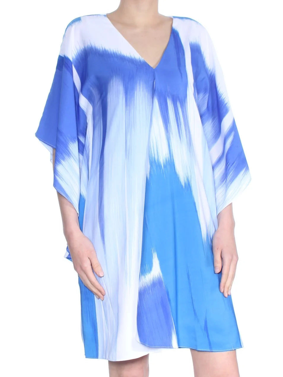 Blue Bell Sleeve V Neck Trapeze Dress V9192