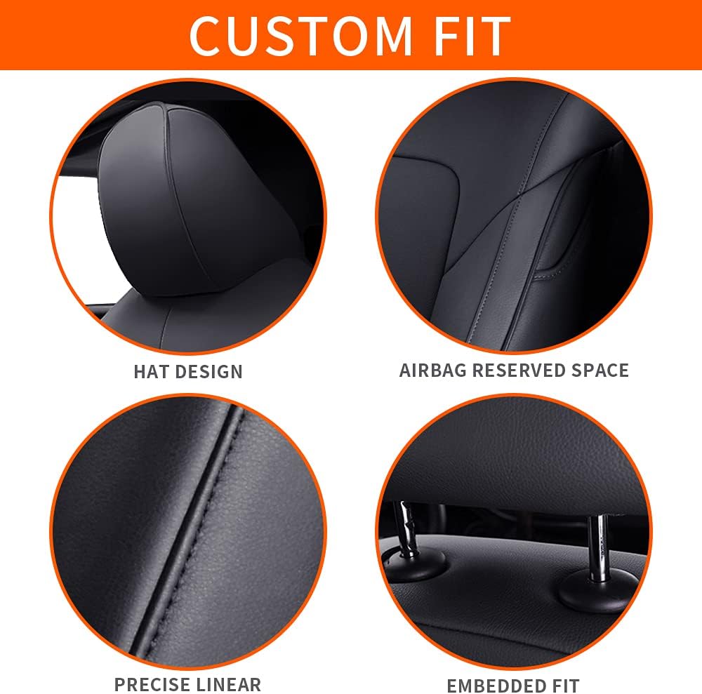Black Faux Leather Car Seat Covers Full Set W54617