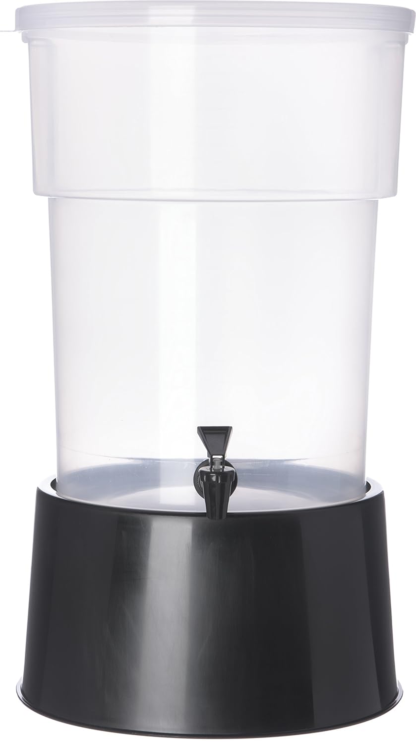 Polypropylene Round Beverage Dispenser with Base, 5 gal. Capacity, Black, Pack of 2 F36449