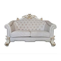 Ivory & Pearl Velvet Love Seat Sofa with Toss Pillows L98863