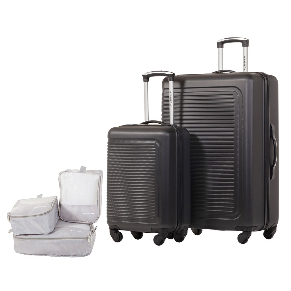 5pc Hardside Rolling Spinner Upright Set, 20" 28" Luggage, 3pc Packing Cubes, Charcoal B5606