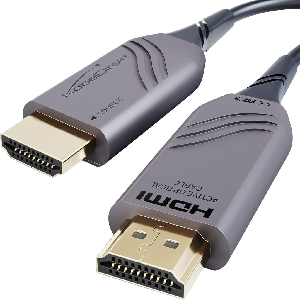 30ft 8K HDMI 2.1 Optical Ultra High Speed HDMI Cable, Gray/Black, Pack of 2 D631199