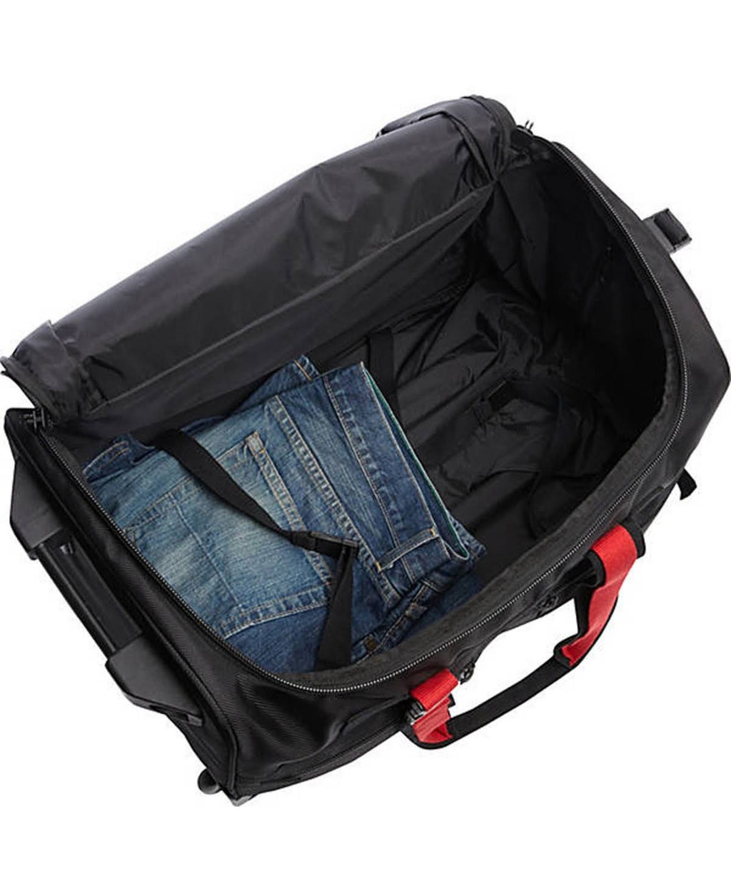 Black/Red Expandable Carry-On Trolley Duffel G592082